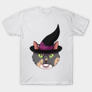 Light Calico Witch Cat T-Shirt